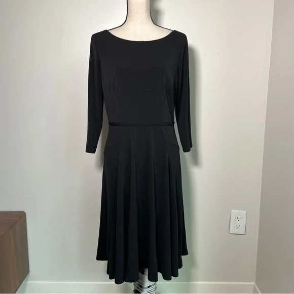 Ann Taylor Black Fit and Flare 3/4 Sleeves Size 10 - Picture 2 of 13